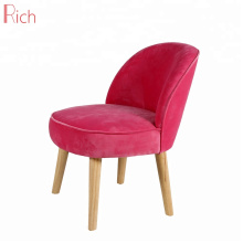 Commode Restaurant Used Solid Wood Pink Velvet Cover Modern Dining Chair Without Armrest